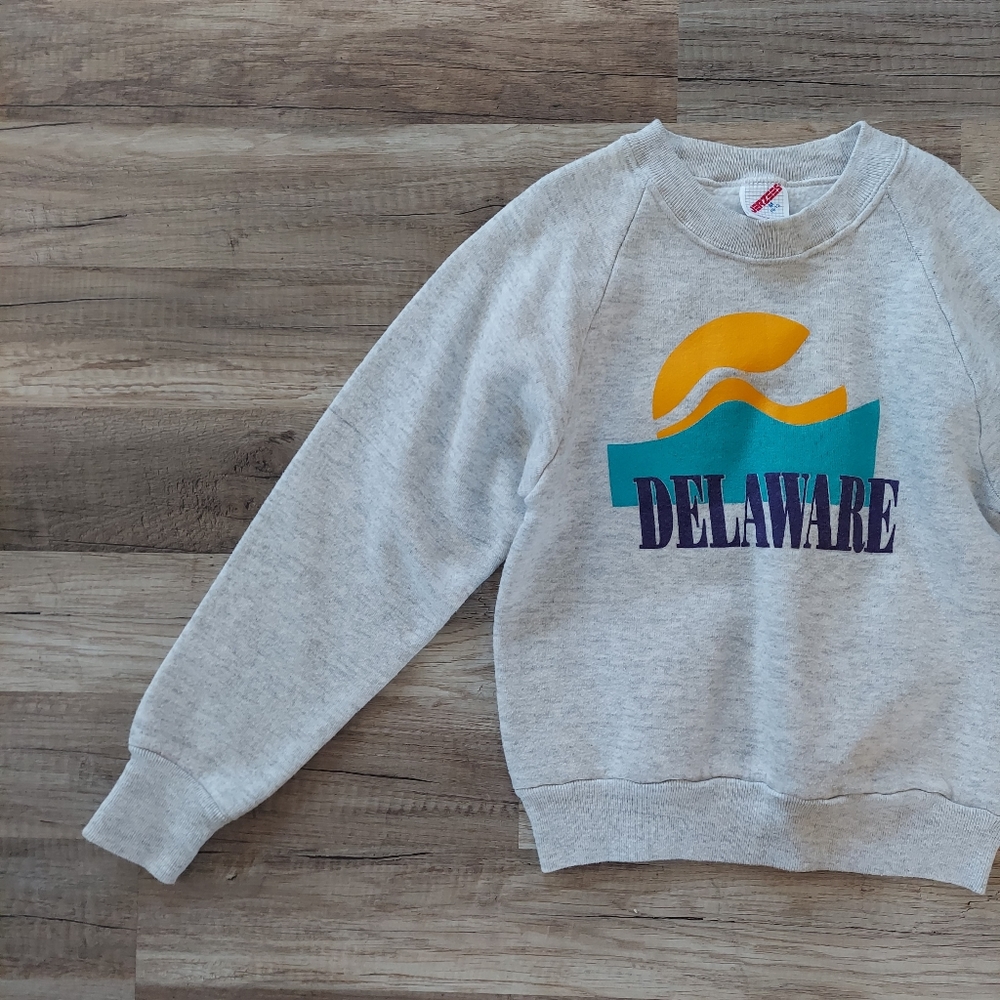 Vintage Kids Delaware Crewneck Sweatshirt Jerzees